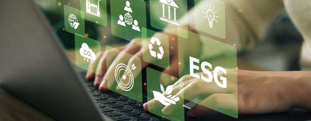 Close up of hands on a laptop keyboard with animated green squares overlaying the screen.